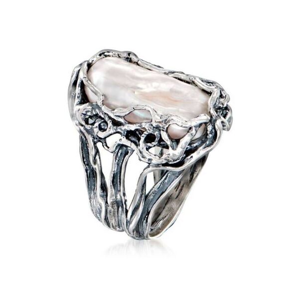 NEW Ross-Simons 20-23 mm Baroque Pearl Gemstone Ring in Sterling Silver Sz 8 - Picture 6 of 6